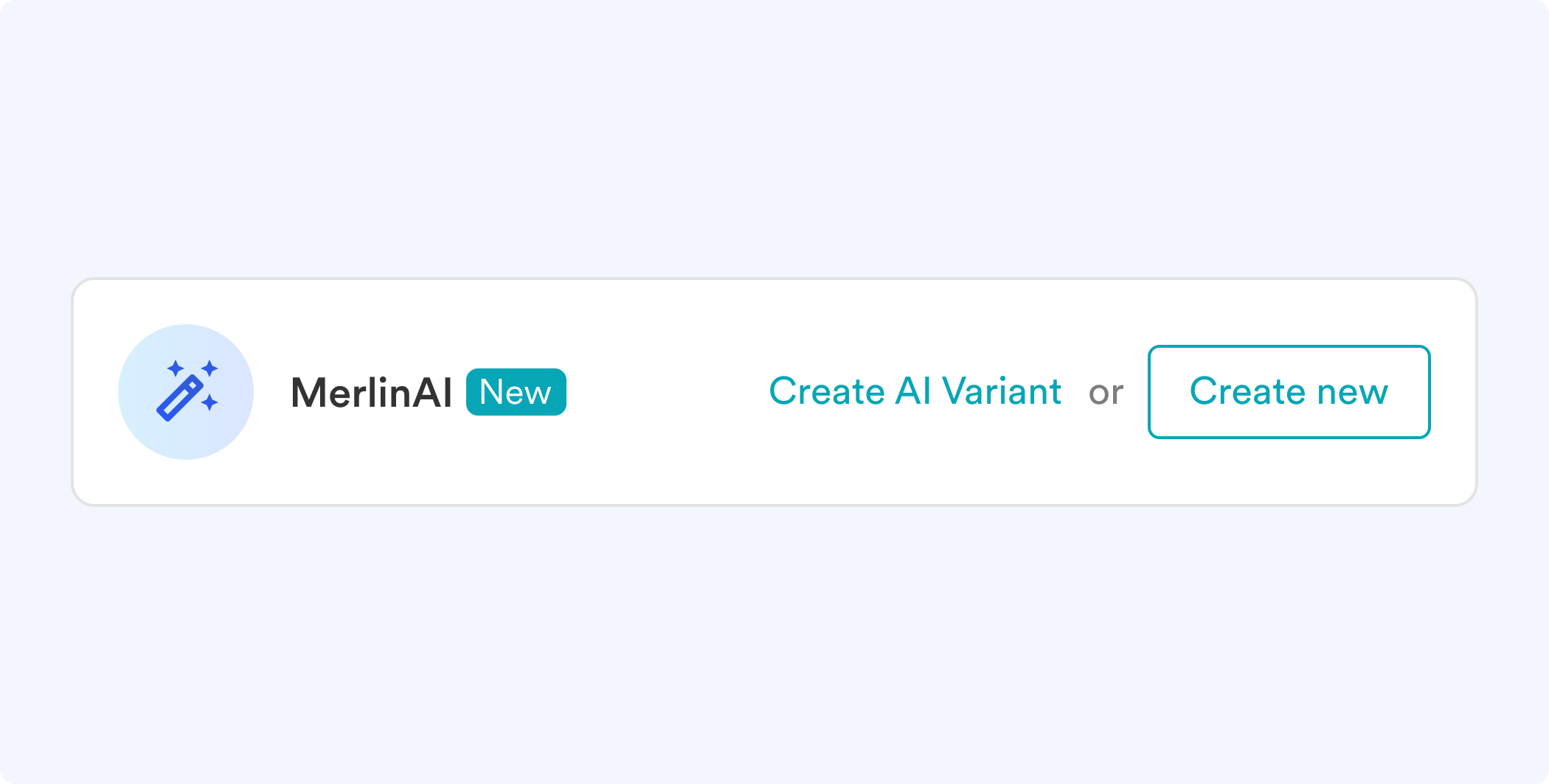 MerlinAI quick control bar with Create AI Variant and Create new buttons