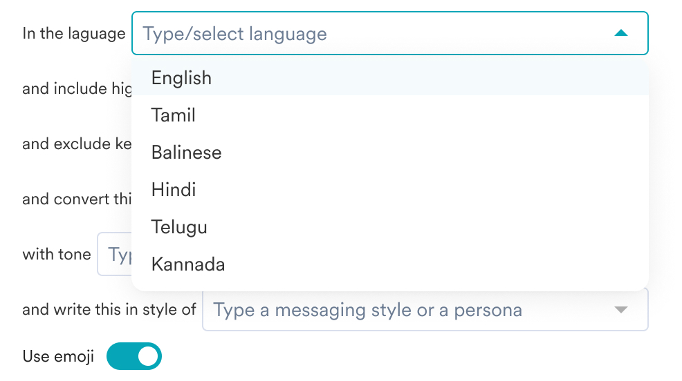 Language selector added to MerlinAI, supporting English, Tamil, Balinese, Hindi, Telugu and Kannada
