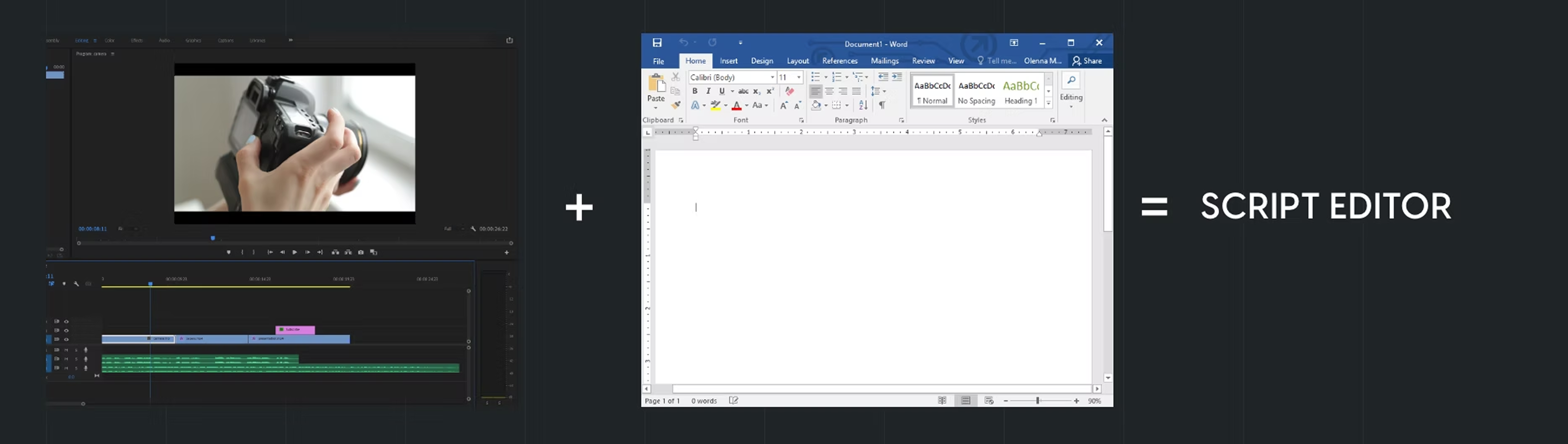 The eureka moment — Video Editor + Word Processor = Script Editor